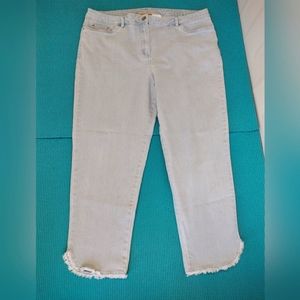Ruby Rd Petite Women's Crop Raw Jeans Frayed Hem 14P
